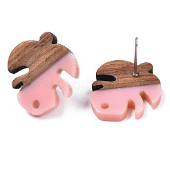 Resin & Walnut Wood Stud Earring Findings&nbsp;MAK-N032-027A