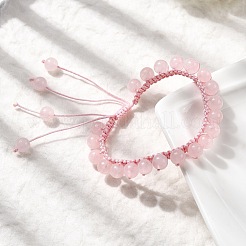 Adjustable Natural Rose Quartz Beads Braided Bead Bracelets for Women&nbsp;BJEW-L713-B01