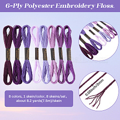 8 Skeins 8 Colors 6-Ply Polyester Embroidery Floss&nbsp;OCOR-CY0002-09E