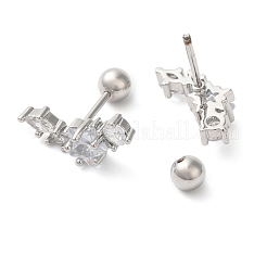 Star Brass Micro Pave Clear Cubic Zirconia Cartilage Earrings&nbsp;EJEW-L289-01P-02