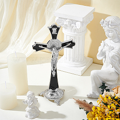 Religion Alloy Crucifix Cross Statue Display Decorations&nbsp;DJEW-WH0043-94A