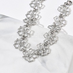 Hollow Hammered 304 Stainless Steel Link Chain Bracelets for Women&nbsp;BJEW-F539-01C-P