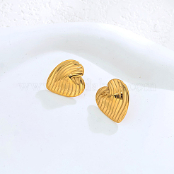 Stainless Steel Stripe Heart Stud Earrings&nbsp;AS8182