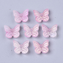 Transparent Spray Painted Glass Charms&nbsp;GLAA-T016-21D