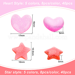 80Pcs 10 Colors Transparent Resin Cabochons Accessories&nbsp;CRES-OC0001-04