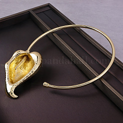 Brass Leaf Cuff Choker Necklaces for Women&nbsp;FS-WG47A02-01