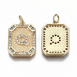 Brass Micro Pave Clear Cubic Zirconia Pendants&nbsp;KK-S356-234Q-G-NF