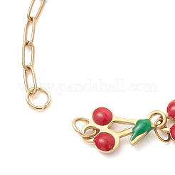 4Pcs 4 Styles 304 Stainless Steel Enamel Red Cherry Link Chain Bracelet Making&nbsp;AJEW-JB01482