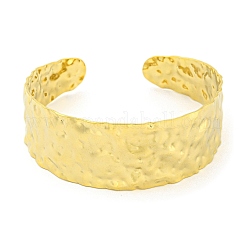 Ion Plating(IP) 304 Stainless Steel Textured Open Cuff Bangles for Women&nbsp;STAS-M001-17G
