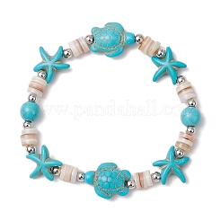 2Pcs Starfish & Turtle Natural Freshwater Shell Beads Stretch Bracelets for Women&nbsp;BJEW-JB11922