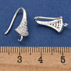 Brass Micro Pave Clear Cubic Zirconia Earring Hooks&nbsp;KK-R149-22S