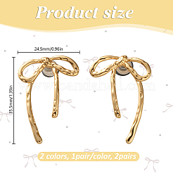 2 Pairs 2 Colors Bowknot Brass Stud Earrings&nbsp;EJEW-GO0002-03