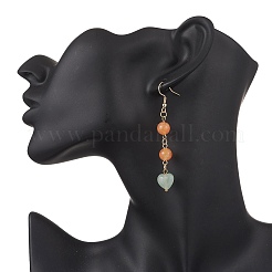 Natural Green Aventurine & Dyed Natural Malaysia Jade Dangle Earrings&nbsp;EJEW-JE06673-01