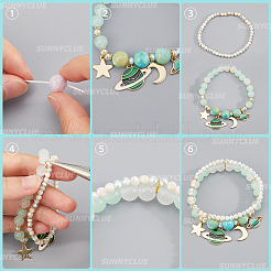 Glass & Alloy Star Moon Multi-Layer Bracelet Making Kits&nbsp;DIY-SC0027-02