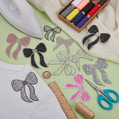 10Pcs 10 Styles Bowknot Glass Rhinestone with Plastic Cloth Patches&nbsp;PATC-FG0003-02
