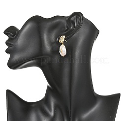 Natural Freshwater Shell & Brass Stud Dangle Earrings&nbsp;EJEW-JE07444