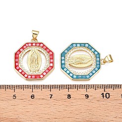 Brass Micro Pave Clear Cubic Zirconia Pendants&nbsp;KK-N254-215G