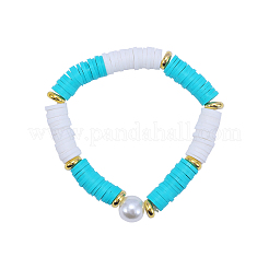 Flat Round Handmade Polymer Clay Beads&nbsp;CLAY-CJ0001-20