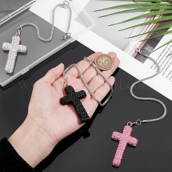 3Pcs 3 Colors Alloy Rhinestone Pendant Decorations&nbsp;HJEW-PH0002-04