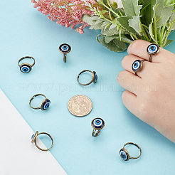 10Pcs Plastic Evil Eye Adjustable Rings Set&nbsp;RJEW-AR0002-04