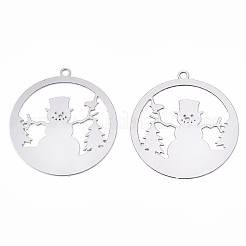Non-Tarnish Christmas 201 Stainless Steel Filigree Pendants&nbsp;STAS-S118-001P