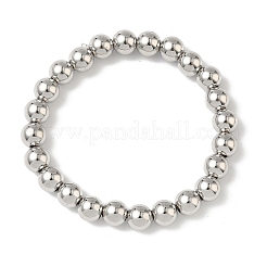 Brass Round Beaded Stretch Bracelets for Men Women&nbsp;BJEW-B148-05E-P