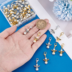 40Pcs 2 Colors Glass Pearl & Alloy Angel Pendant Decorations&nbsp;HJEW-PH02265