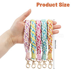 5Pcs 5 Colors Handmade Macrame Cotton Wristlet Bracelet Keychain Pendant Decoration&nbsp;HJEW-GL0001-15