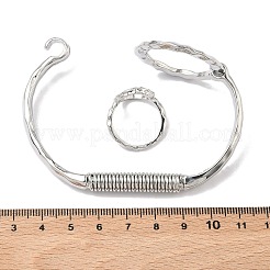 Ring Braaa Hammered Cuff Bangle & Ring Sets&nbsp;SJEW-C008-01P