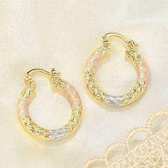 Brass Two Tone Hoop Earrings&nbsp;EJEW-B117-06C-M