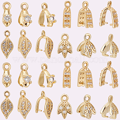 24Pcs 6 Style Brass Micro Pave Cubic Zirconia Ice Pick Pinch Bails&nbsp;ZIRC-BBC0003-30