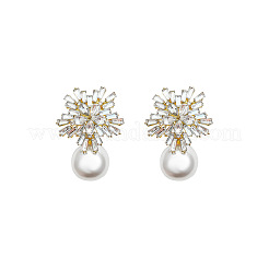 Snowflake with Round Alloy Crystal Rhinestone Dangle Stud Earrings&nbsp;FS-WGD1A25-01