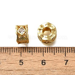 Brass Micro Pave Clear Cubic Zirconia European Beads&nbsp;KK-M313-20G