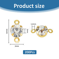 200Pcs Brass Pave Clear Cubic Zirconia Connector Charms&nbsp;KK-FH0007-70KCG