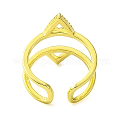 Brass Micro Pave Cubic Zirconia Open Cuff Ring&nbsp;RJEW-K256-09G
