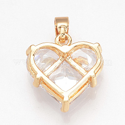 Brass Cubic Zirconia Charms&nbsp;X-ZIRC-Q002-126G