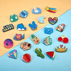 24Pcs 24 Style Dinosaur & Dolphin & Strawberry & Milk & Heart Acrylic Safety Brooches&nbsp;JEWB-SZ0001-28