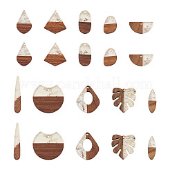 20Pcs 10 Style Resin & Walnut Wood Pendants&nbsp;RESI-KS0001-05
