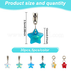 30Pcs 6 Colors Glass European Dangle Charms&nbsp;PALLOY-GO00005