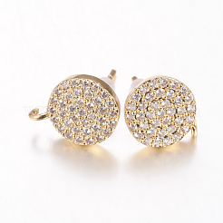 Brass Micro Pave Cubic Zirconia Stud Earring Findings&nbsp;ZIRC-E132-13A