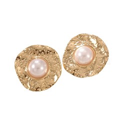 Iron & Plastic Pearl Stud Earrings&nbsp;FS-WG5781C-02