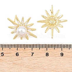 Brass Micro Pave Clear Cubic Zirconia Stud Earrings&nbsp;EJEW-F405-03G