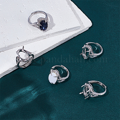 5Pcs Adjustable Brass Micro Pave Clear Cubic Zirconia Solitaire Ring Settings&nbsp;ZIRC-UN0001-18