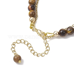 3Pcs Natural Fluorite & Lapis Lazuli & Tiger Eye Round Beads Multi-strand Bracelets&nbsp;BJEW-JB12034