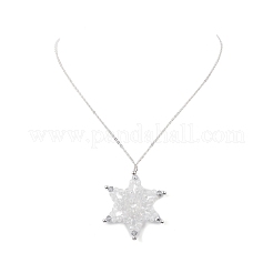 Synthetic Hematite & Glass Beaded Snowflake Pendant Necklace&nbsp;NJEW-JN04272