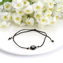 Flat Round with Evil Eye  Braided Bead Bracelets&nbsp;WG2D48B-03