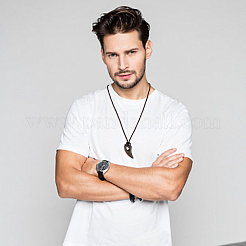 3Pcs 3 Styles Horn & Spearpoint & Wolf 304 Stainless Steel Pendant Necklaces Set with Wax Rope for Men Women&nbsp;NJEW-AN0001-45