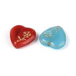 Baking Paint and Golden Metal Enlaced Glass Beads&nbsp;DGLA-T004-29M