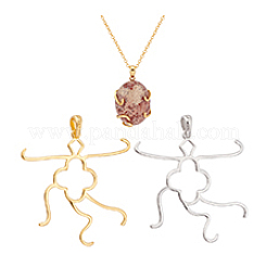 2 Colors 925 Sterling Silver Pendant Irregular Cabochon Settings&nbsp;STER-PH0002-02B