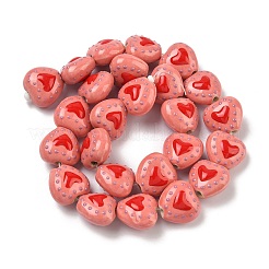 Heart Pattern Handmade Porcelain Enamel Beads&nbsp;PORC-G016-03L